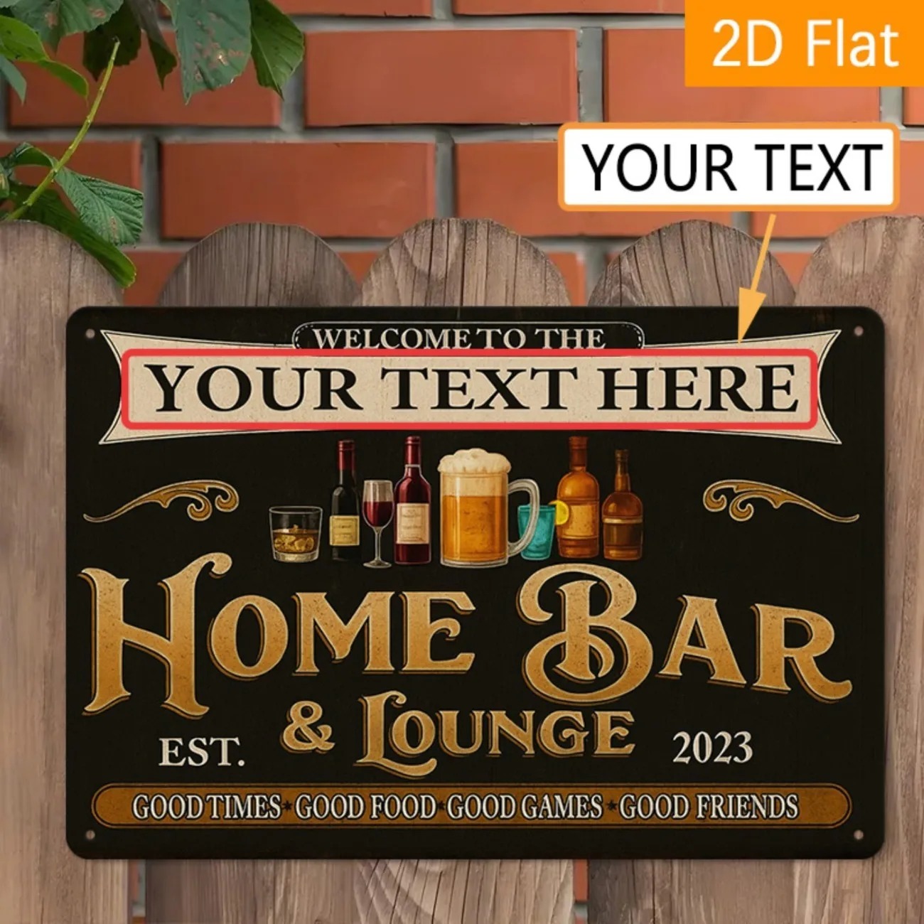 Home Bar Lounge - لافتة معدنية مخصصة للبار المنزلي والصالة
