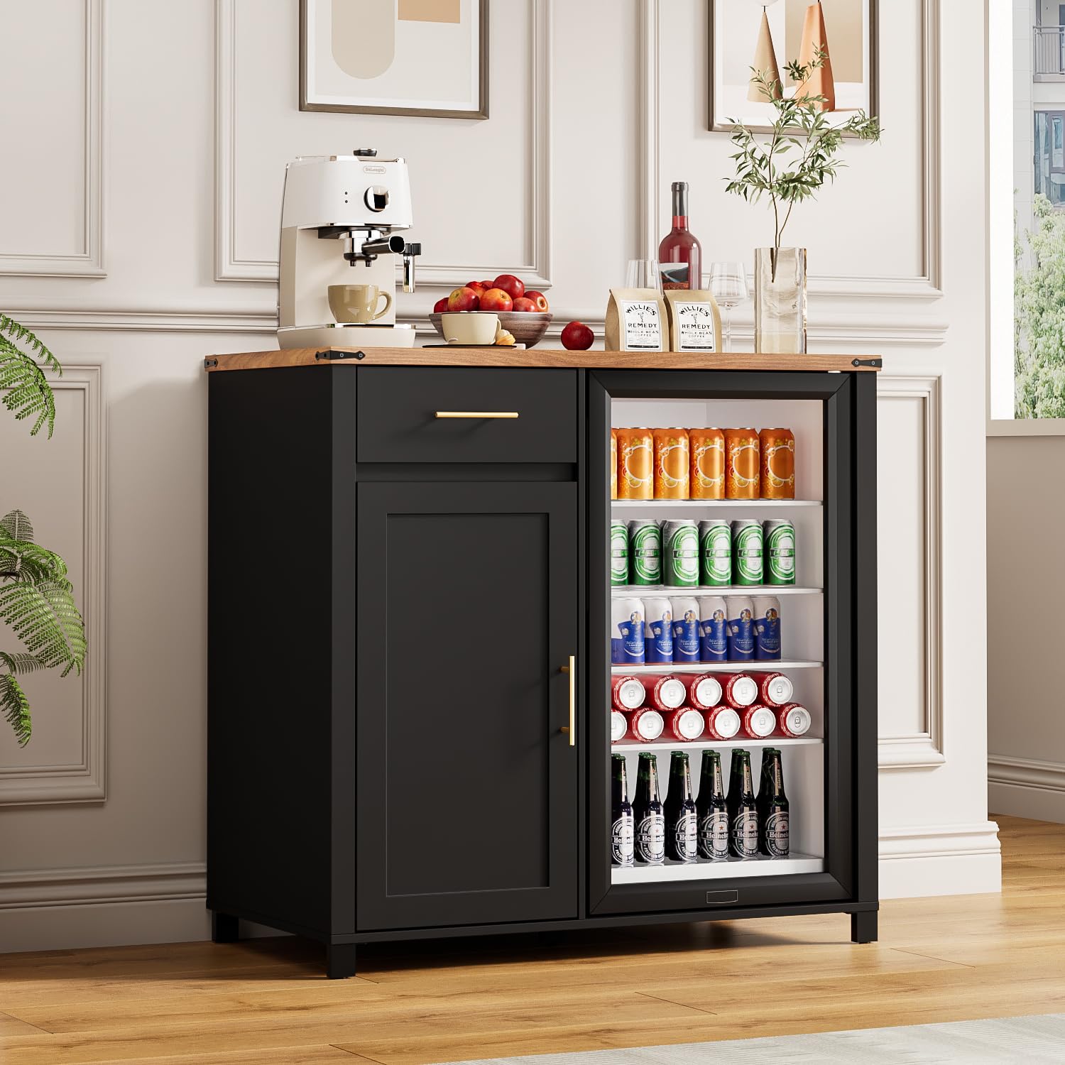 خزانة بار قهوة بطول 39 بوصة مع - مراجعة Home Bar Shelves وسعره