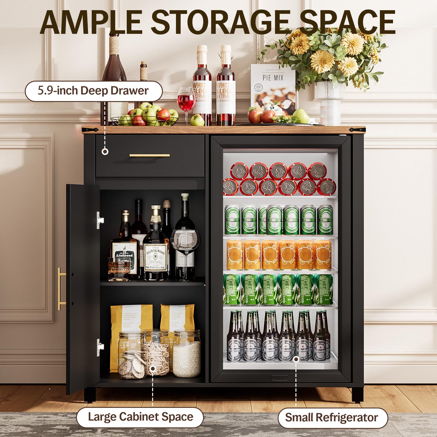 خزانة بار قهوة بطول 39 بوصة مع - مراجعة Home Bar Shelves وسعره