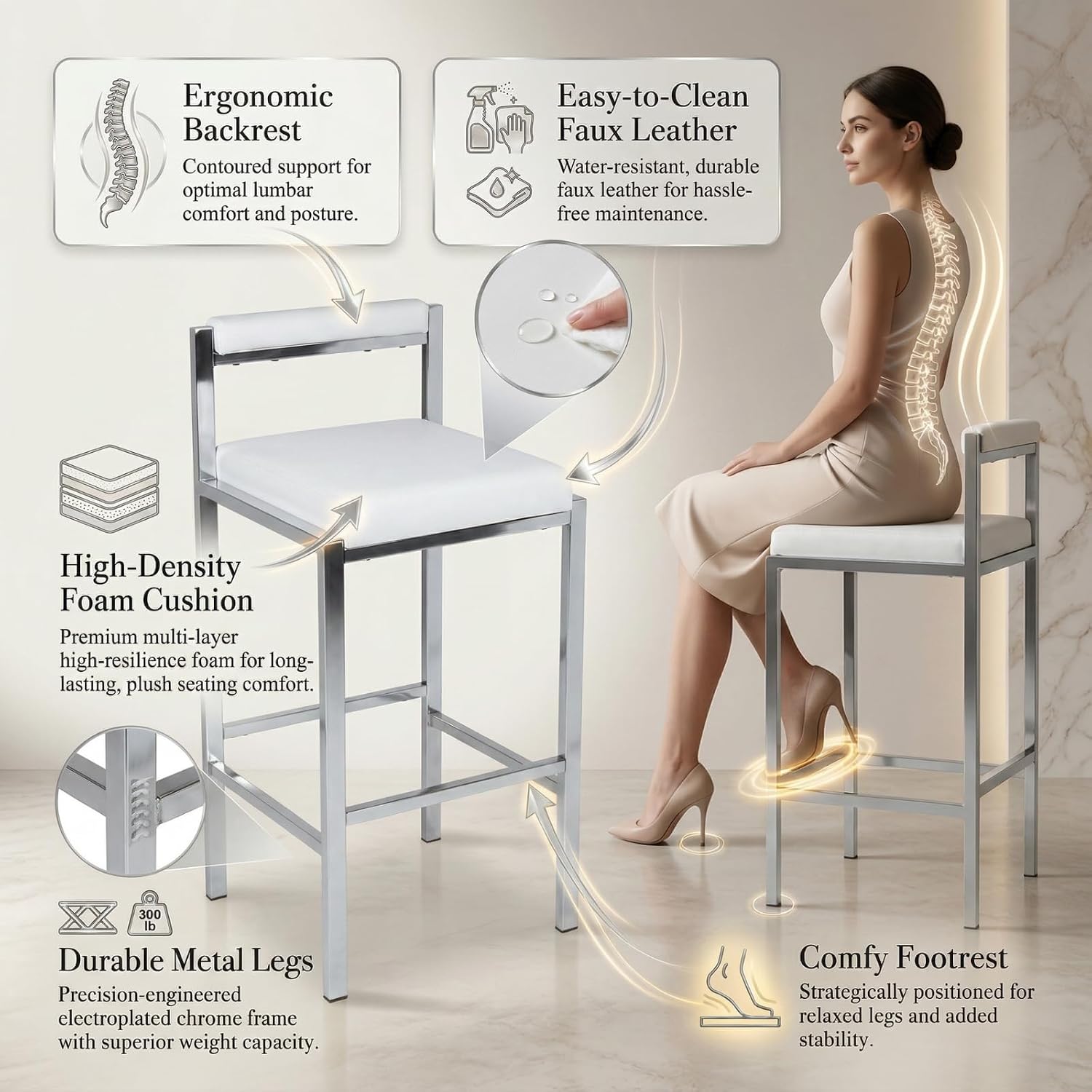 مجموعة من كرسيين بار، بارتفاع  - مراجعة Home Bar Stools وسعره