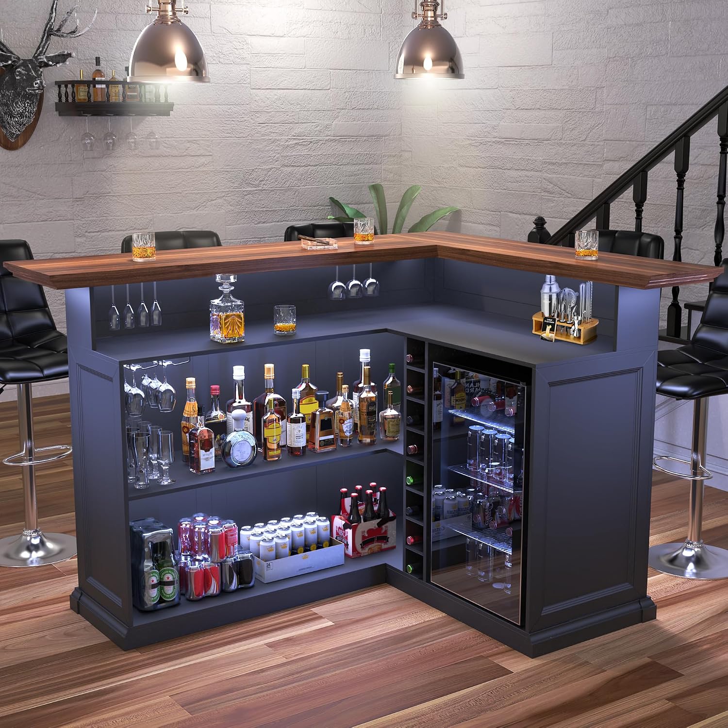 خزانة بار منزلية على شكل حرف L - مراجعة Home Bar Lounge وسعره