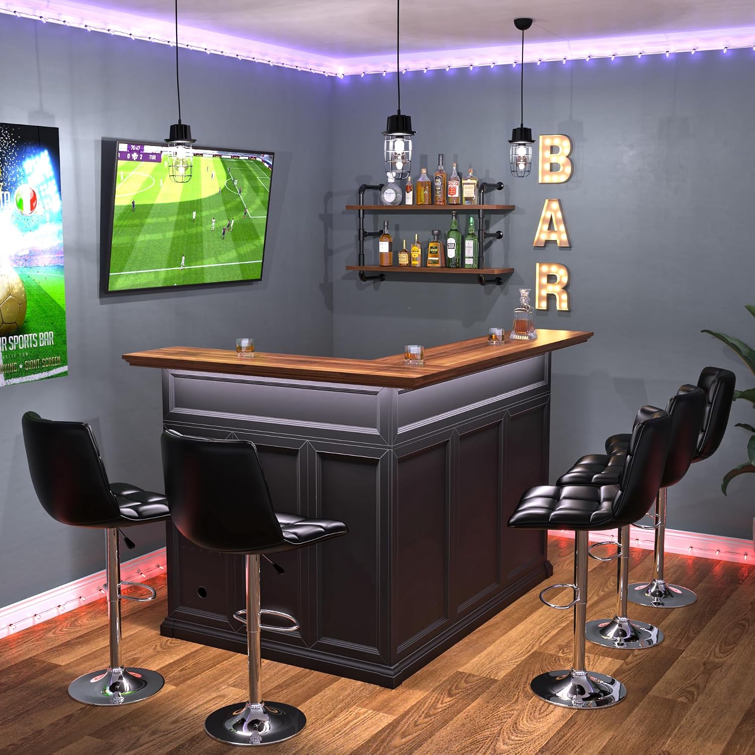 خزانة بار منزلية على شكل حرف L - مراجعة Home Bar Lounge وسعره