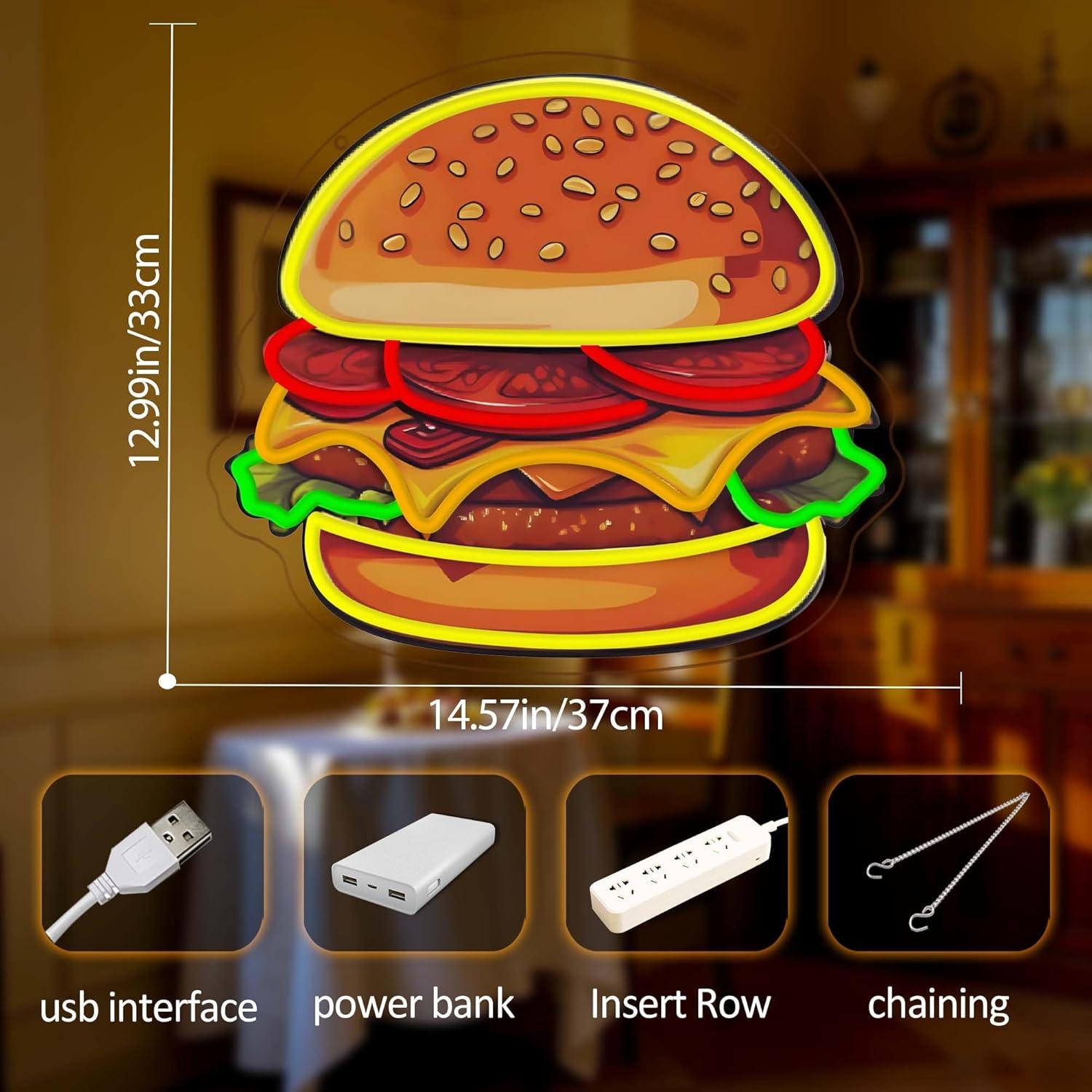 لافتة نيون LED على شكل برجر، إ - مراجعة Home Bar Signs وسعره