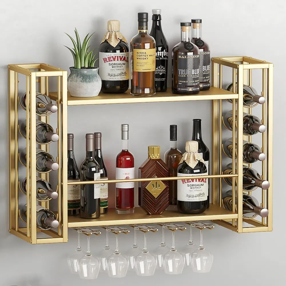 حامل زجاجات النبيذ المثبت على  - مراجعة Home Bar Shelf وسعره