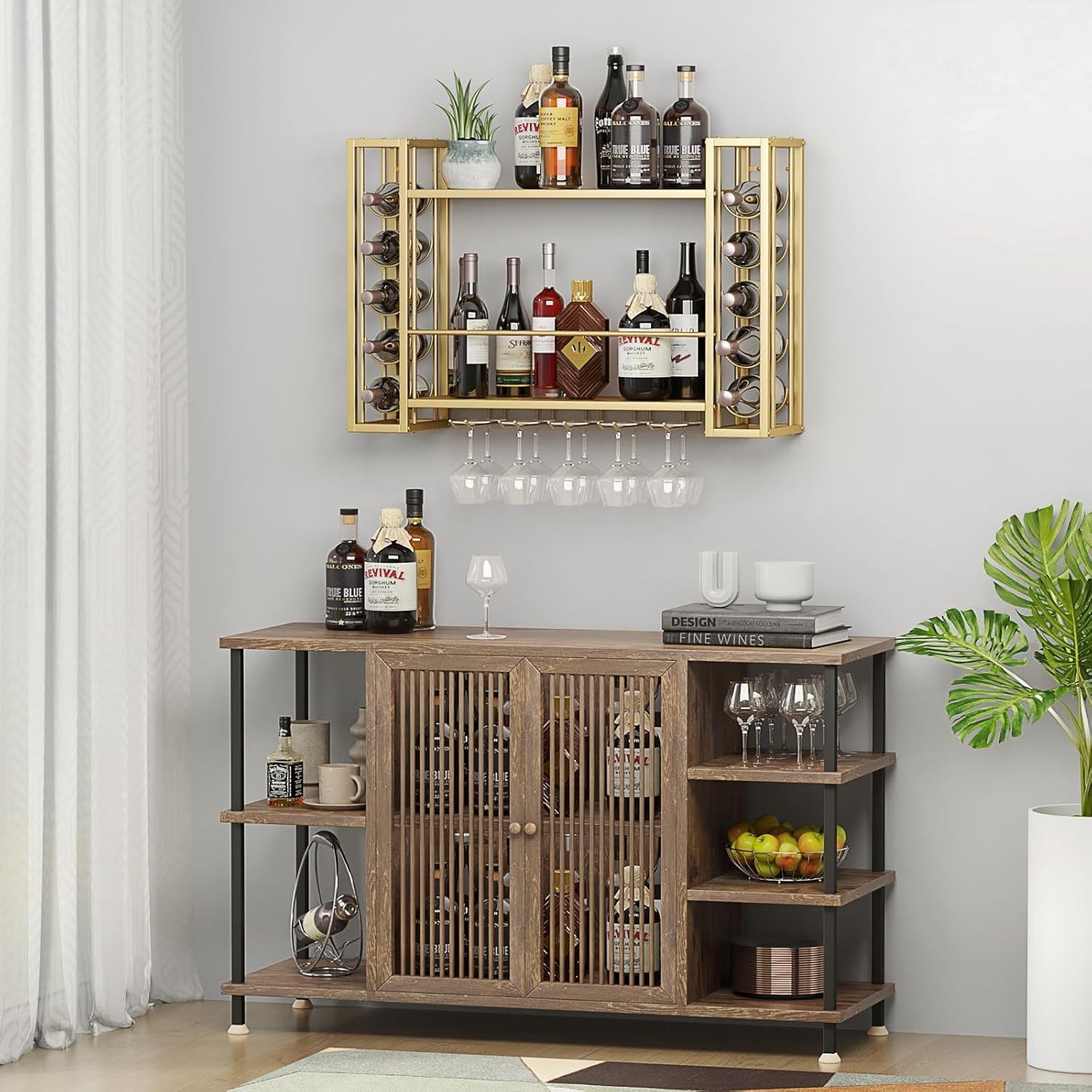 حامل زجاجات النبيذ المثبت على  - مراجعة Home Bar Shelf وسعره