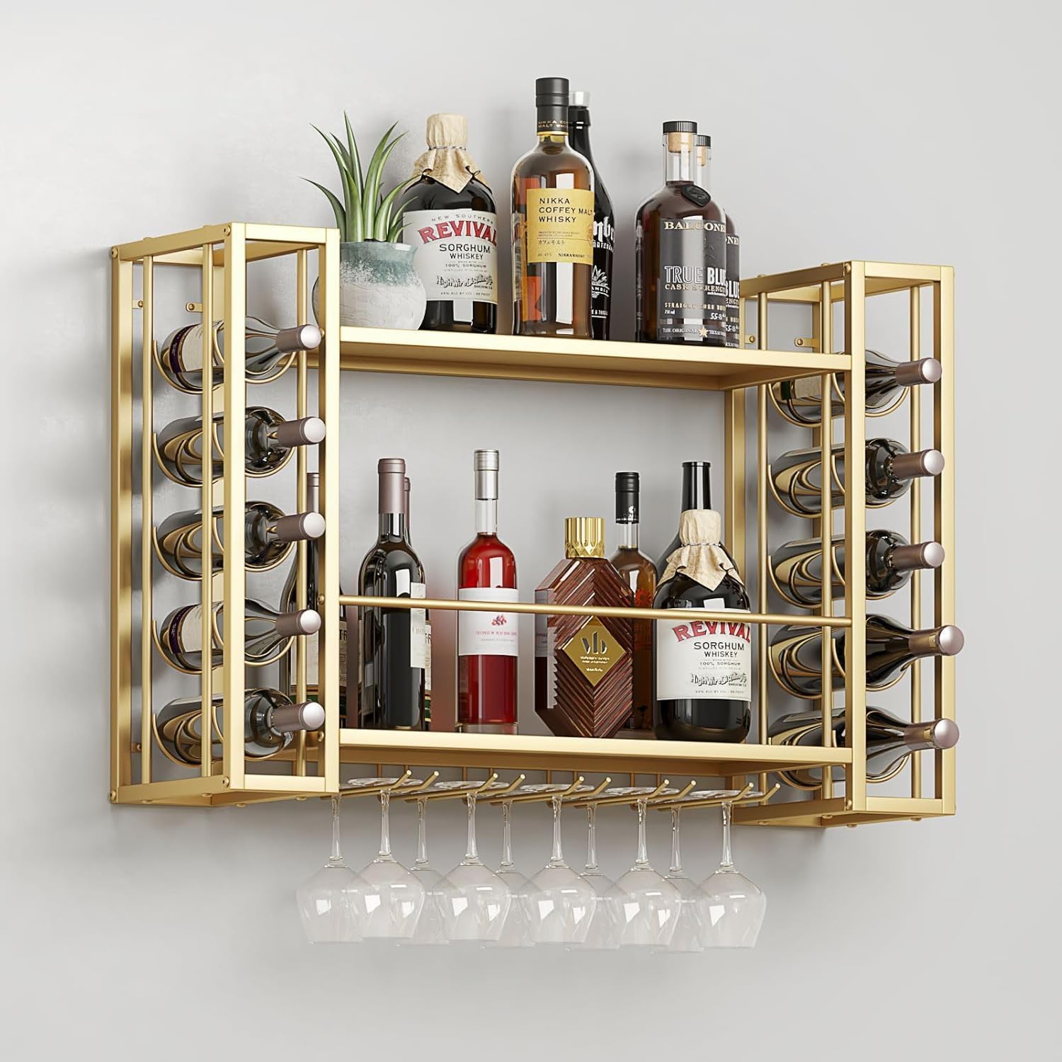 حامل زجاجات النبيذ المثبت على  - مراجعة Home Bar Shelf وسعره